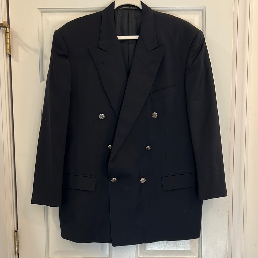 Corneliani Gruppo Studio Double-Breasted Navy Blazer 58R from Barneys